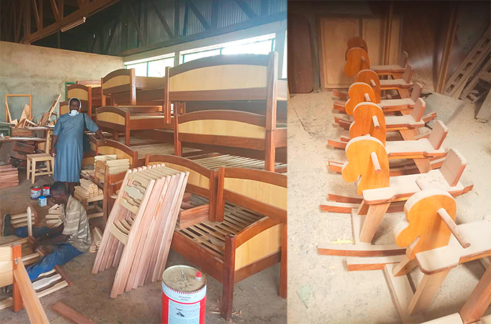 Betten Holzpferde Kamerun Handarbeit
