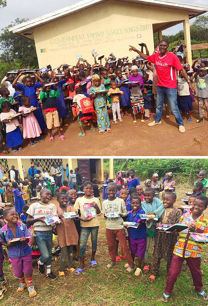Geschenkverteilung Kamerun Schulkinder Spende