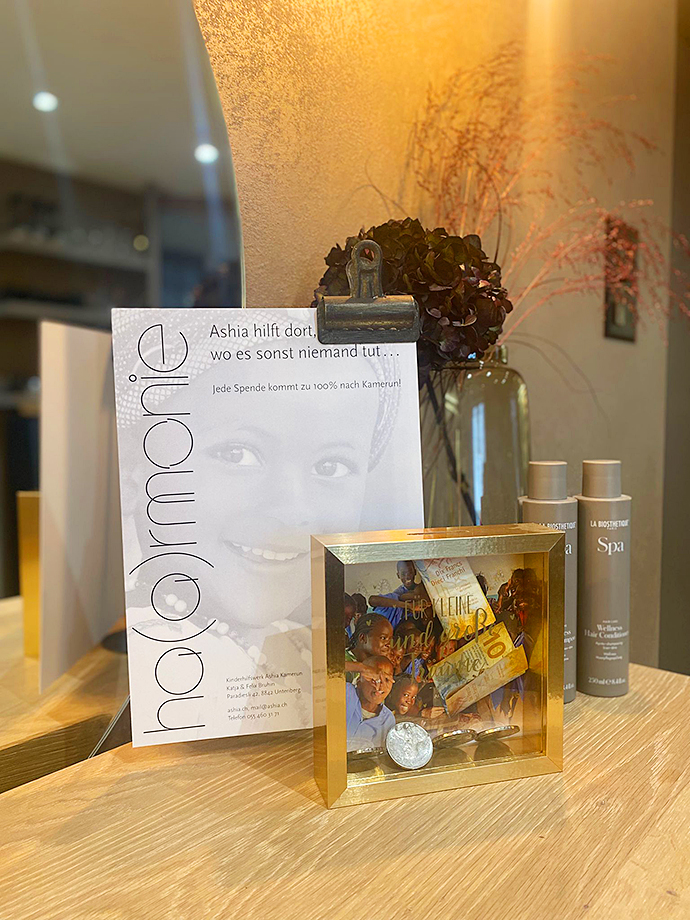 Haarmonie Coiffeurgeschäft Lachen Ashia Kamerun Spendenaktion