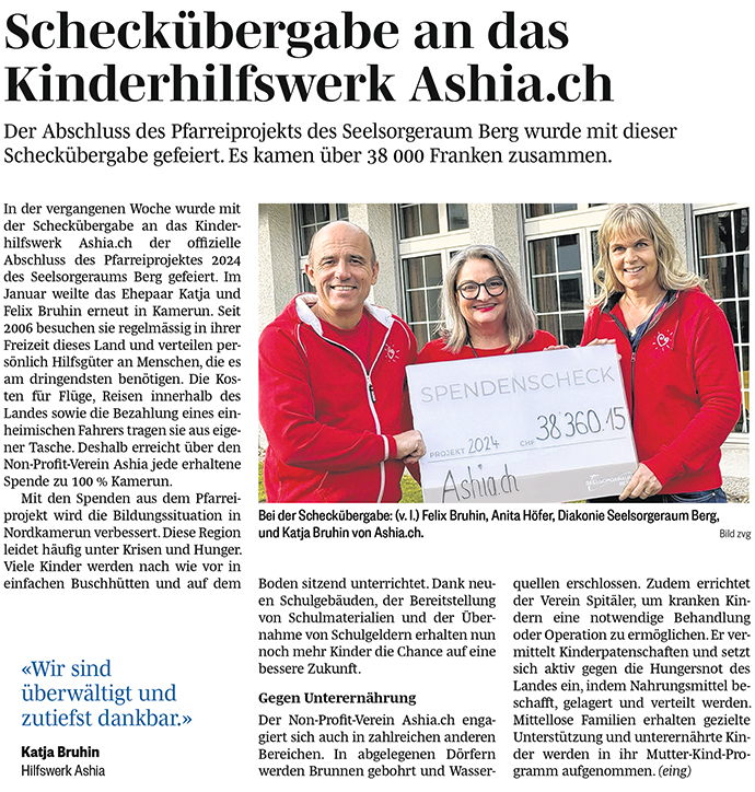 Kinderhilfswerk Ashia Höfner Volksblatt