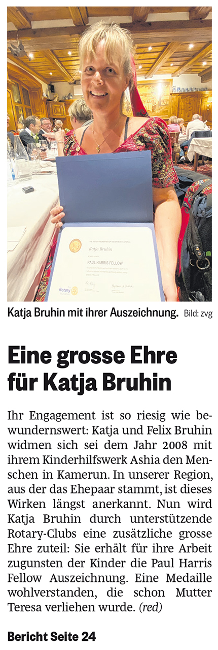 March-Anzeiger Höfner Volksblatt Rotary Paul Harris Fellow Ashia Kamerun