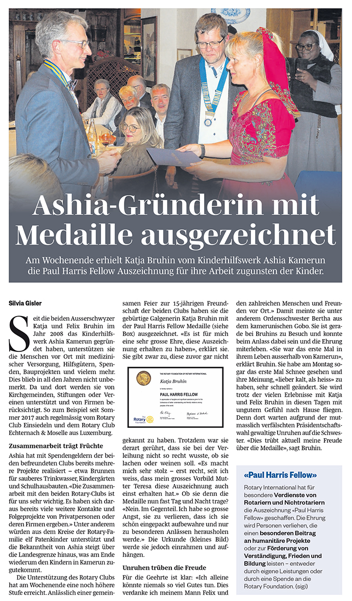 March-Anzeiger Höfner Volksblatt Rotary Paul Harris Fellow Ashia Kamerun